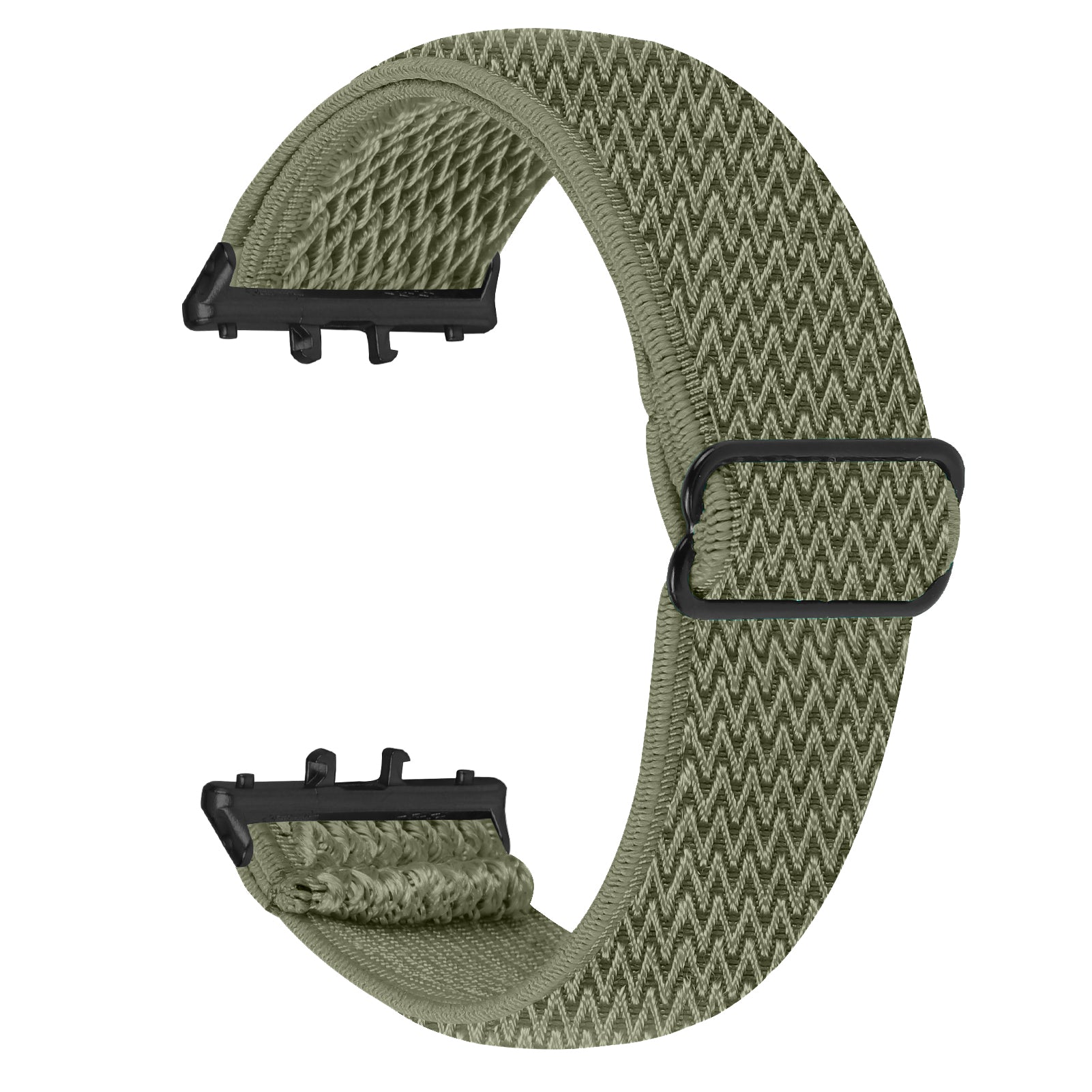For Samsung Galaxy Fit3 SM-R390 Woven Watch Strap Elastic Wrist Band, Black Connector - White For Samsung Galaxy Fit3 SM-R390 Woven Watch Strap Elastic Wrist Band, Black Connector - White